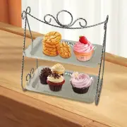 2 Tiered Cake Stand Serving Tray Tableware Restaurant Cupcakes Display Plate