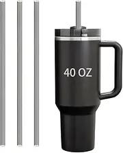 Linsaner 3 Pack 12" Replacement Straws, Compatible with Stanley Cup 40 oz，Reusable Straw for Stanley Cup Accessories, for Stanley Straws，Food Grade & BPA Free(Translucent Black)