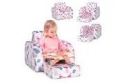 Giantex 3 In 1 Kids Flip Out Sofa Couch Children Convertible Armchair Sofa Bed,Pink