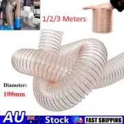 4" 100mm Clear PU Flexible Air Exhaust Pipe Hose Fume & Dust Ducting Ventilation