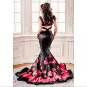 AUTHENTIC SHERRI HILL 2PC BLACK/RED SZ6 GOWN FORMAL PROM PAGEANT DRESS #51203