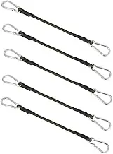Yardwe 5pcs Carabiner Elastic Cord Binding Rope Lanyard Strap Functional Outdoor Bungee Cords Camping Clothesline Outdoor Mountaineering Buckle Elastic Band Dark Brown Rubber Material