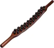 Wooden Gua Sha Massage Tools, 3 Row 31 Beads Point Treatment Massager Tool Wood Roller Stick Massager for Back, Belly, Shoulder Flexor Release