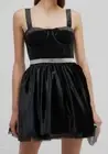$620 Bronx & Banco Women's Black Sweetheart Belted Mademoiselle Dress Size L