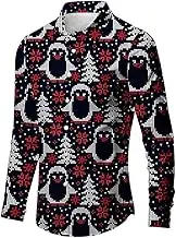 Summer Blouse Autumn Winter and Christmas 3D Printing Comfortable Fashion Personality Versatile Leisure Full Print Button Down Long Sleeved Shirt Rayon Long Sleeve Top