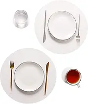 Wipeable Placemats and coasters Leather Table Mats Waterproof Heat-Resistant Easy to Clean for Dining Table Set Kitchen Table Set of 4, White