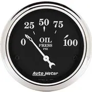 Autometer Old Tyme Black Oil Pressure Gauge Electric - 0 - 100 PSI, 2 1/16 Inch, Short Sweep, AU1727