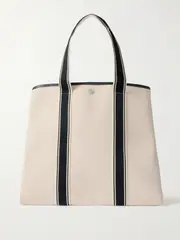 [RUE de VERNEUIL] RUE de VERNEUIL - Traversée Large Leather- And Webbing-trimmed Canvas Tote - White - One size One size White