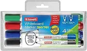 Luxor 760 Whiteboard Markers, Pack of 4 in Assorted Colours - Quick-Dry, Non-Toxic, Wipes Off with Dry Tissue - Perfect for A4 Lever Arch Files, Arch Binders & Other Non-Porous Surfaces
