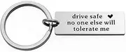 [yaozeio] Husband Dad Couple Christmas Xmas Gifts Keychain, Drive Safe No One Else Will Tolerate Me Keychain Birthday Valentines Gifts, Dad Husband Boyfriend Girlfriend Xmas Present