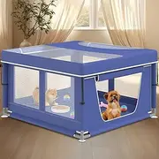 besuhot Dog Playpen 42 × 42 Inch, Puppy PlayPen with Gate for Puppies, Cat, Small and Medium Dogs, Pet PlayPen with Roof for Outdoors & Indoors, Thickened Fabric, Safe & Sturdy Dog Fence