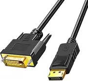 DisplayPort to DVI Cable 6 Feet/1.8M，(DP to DVI Cable), 1920x1080p, 1080@60Hz, Gold-Plated Plugs for Computer, Desktop, Laptop, PC, Monitor, Projector