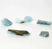 20.5ct 5PCS Blue Pectolite Pebble Natural Larimar Crystal Cabochon Dominican Rep