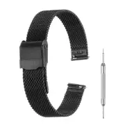 Mesh Watch Bands for Men,Metal Mesh Watch Strap with Tools(14mm, Black)