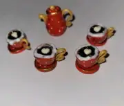 Dollhouse Coffee Set Winter Serving Cups Saucers