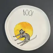 Rae Dunn Boo! Black Cat Halloween 8” Ceramic Matte Plate By Magenta