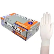 Lincon Latex Powder Free Gloves Extra Large Cream ASTM HACCP Grade 100 Box