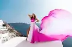 white and fuchsia colour ombre flying dresses for women wedding photoshoot dress