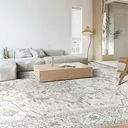 Youzi Vintage Area Rugs 200x300 for Livingroom, Machine Washable Rug with Anti-Slip Botton Shortpile Carpet Large Soft Rugs for Bedroom Kitchen Floor Livingroom Indoor Home Decor(200x300cm,Biege)