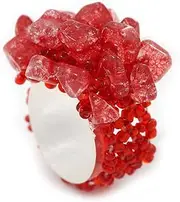 [Avalaya] 30mm Across/Red Glass Chip Cluster Flex Ring, One Size, Glass, semi-precious stone
