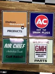 GMH Holden Genuine Parts Sign Stickers x 4 Assorted 20 x 20cm Delco Air Chief AC