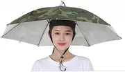 2 pcs Umbrella Hat Rainbow Umbrella Hat with Elastic Band Adjustable Fishing Head Umbrella for Adults Outdoor Activities-A Camouflage||77cm