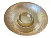 Gold Gilded Hammered Metal Chip & Dip Serving Bowl