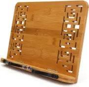 Wishacc Bamboo Book Stand Reading Rest Holder Cookbook Cook Stand/Foldable Table