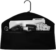 Hanger Diversion Safe - Water-Resistant Hidden Pocket Safe, Hides Under Hanging Clothes | Diversion Hanger Fireproof Safe with Pocket to Hide Valuables for Home or Travel, Black, 44.5x32cm