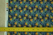 29" Long, Colorful Peacock Feathers on Navy Quilt Fabric, Springs/Palmer, C2214