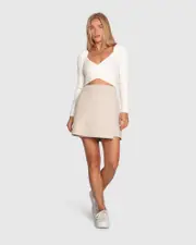 [Belle & Bloom] Free Bird Wool Blend Wrap Skirt - Pearl