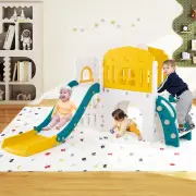 Costway9 in 1 Baby Indoor Playground Slide and Climber Playset for Kids-Yellow and Green