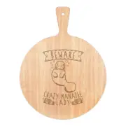 Beware Crazy Manatee Lady Pizza Board Paddle Wooden Funny Animal