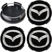 4PCS Wheel Center Caps Parts for Mzda, 56mm/2.2'' Rim Wheel Center Hub Caps Badge Cover fit 2 3 CX4 CX5 CX7 Axela Atenza OEM Size Long Foot Snap (56mm Mazda Black)