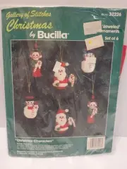 Bucilla Christmas Characters Jeweled Ornaments Set of 6 Santa Elf 32226 NEW