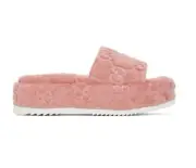 NEW Gucci Angelina GG Sponge Pink Monoriccio Platform Sandals Shoes G 38.5