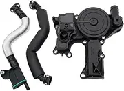 PCV Valve Engine Crankcase Vent Oil Separator Breather Hose Kit Compatible with Audi A3 A4 A5 Q5 TT VW Beetle CC Jetta Passat Tiguan 1.8 2.0TSI, Replaces# 06H103495AB, 06H103495AH, 06H103495B