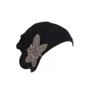 Andy's Orchids Women Elastic Velvet Turban Hat with Rhinestone, Soft Bonnet C...