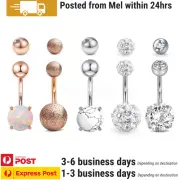 5PCS Belly Bar Navel Button Ring Surgical Stainless Steel Body Piercing Jeweller