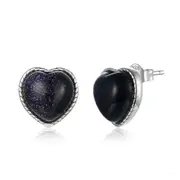 Silver plating Night Sky Blue Heart Stud Earrings for Women Ear Pins for Girl