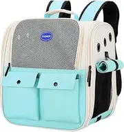 Cat Carrier Backpack, Puppy Backpack, Portable Breathable Mesh Travel Backpack for Pets, Foldable Cat Bag, Rabbit Carrier with Waist Straps for Outdoor Walks, Hiking Travel