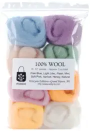 Wistyria Editions Wool Roving 12" .25oz 8/Pkg-Soft Pastels (Pack of 1)