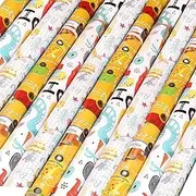 12 Sheets Kids Gift Wrapping Paper Girls and Boys Animal Kraft Paper Eco-Friendly Dinosaur Children's Wrap Paper Happy Birthday Present Paper Size 70 * 50cm Package Papers