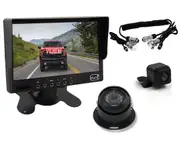 Elinz Caravan 2x Camera Reversing 4PIN CCD Kit System Trailer Cable 7" Monitor HD 12V/24V Black
