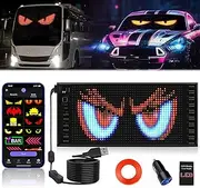 Kutuspon Devil Eyes Light for Windshield, Double Row Custom LED Eyes Car Sign, 11"x 5" Flexible Programmable LED Sign, Bluetooth APP Control Colorful Eye Lamp Soft Screen for Car Windows