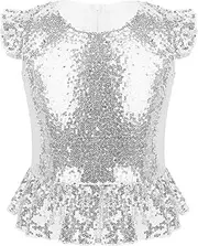 Hedmy Kids Girls Sparkly Sequins Sleeveless Tank Top Jazz Hiphop Dance Vest Tops Stage Performance Costumes