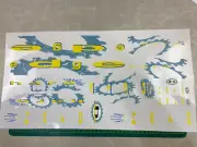 old school bmx decals stickers 92 haro edge yellow, blue, greyish blue on clear