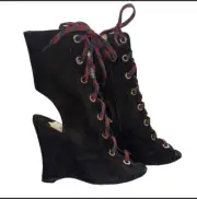 Prada Black Suede Runway Ankle Boots Size 6