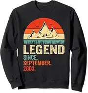 [X.Style] Legend Since September 2003 Retro 19 Years Old 19th Birthday Sweatshirt ds1394 Sweater (2XL) Black