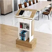 Lectern Podium Stand, Wood Podium Wood Lectern Wooden Speaking Lectern with Drawer Presentation Podium Church Lecture Stand for Churchs,B
